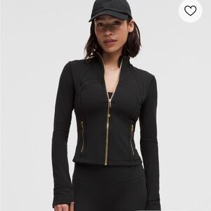 Lululemon Cropped Define Black Jacket with Gold Zipper